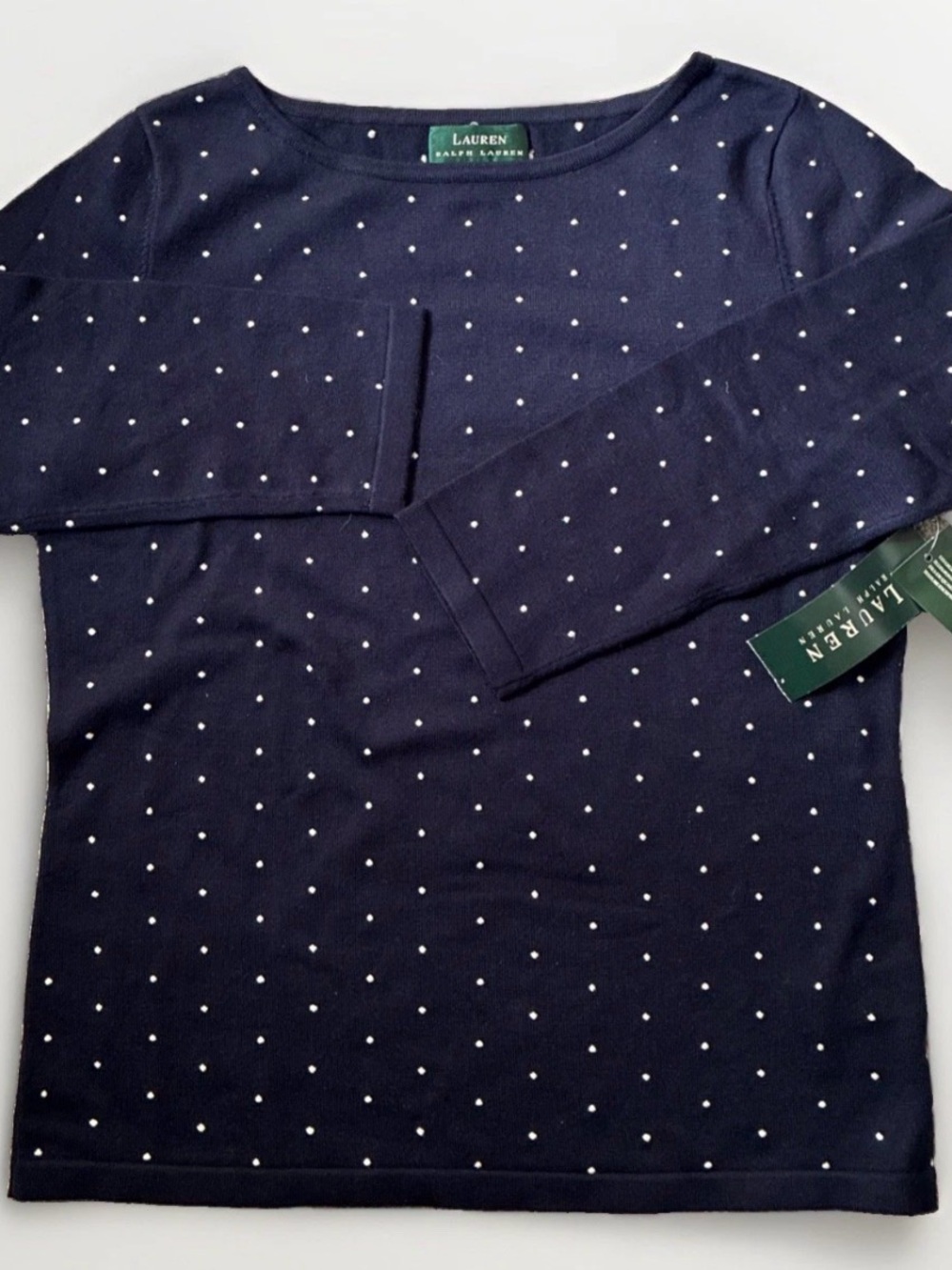 NWT Ralph Lauren Women's Casual Polka Dot Navy Silk Blend Preppy (09G0502)